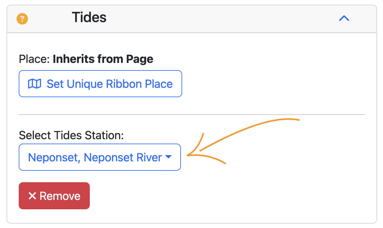 Menu to Select Tide Station The Menu to select the Tide station